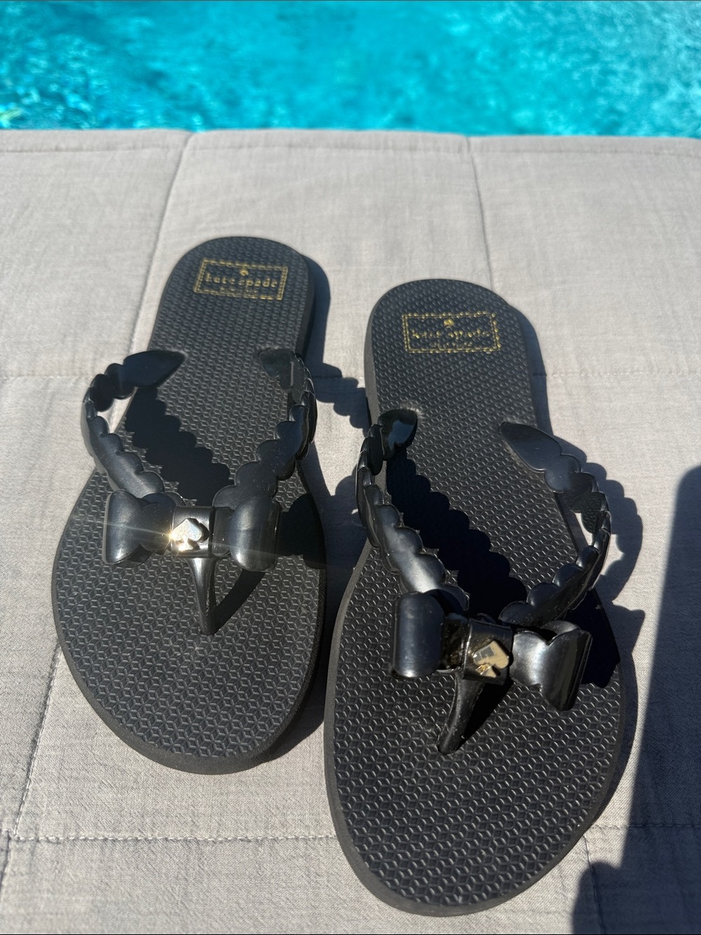 kate spade Black Bow Jelly Flip Flops